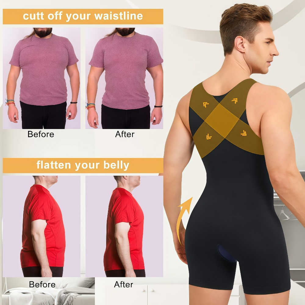 1Pcs Mens Seamless Compression - Shapewear Bodysuit Firm recension och pris