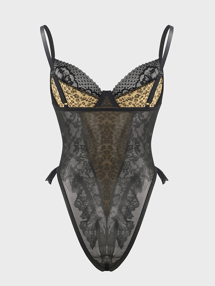 Sexy Lace Leopard Pattern Body - Shapewear Bodysuit Firm recension och pris