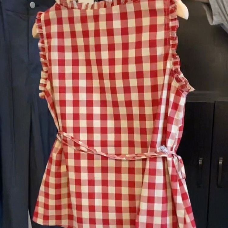 Retro Red Plaid Sleeveless Ves - Corset Waist Cinch recension och pris