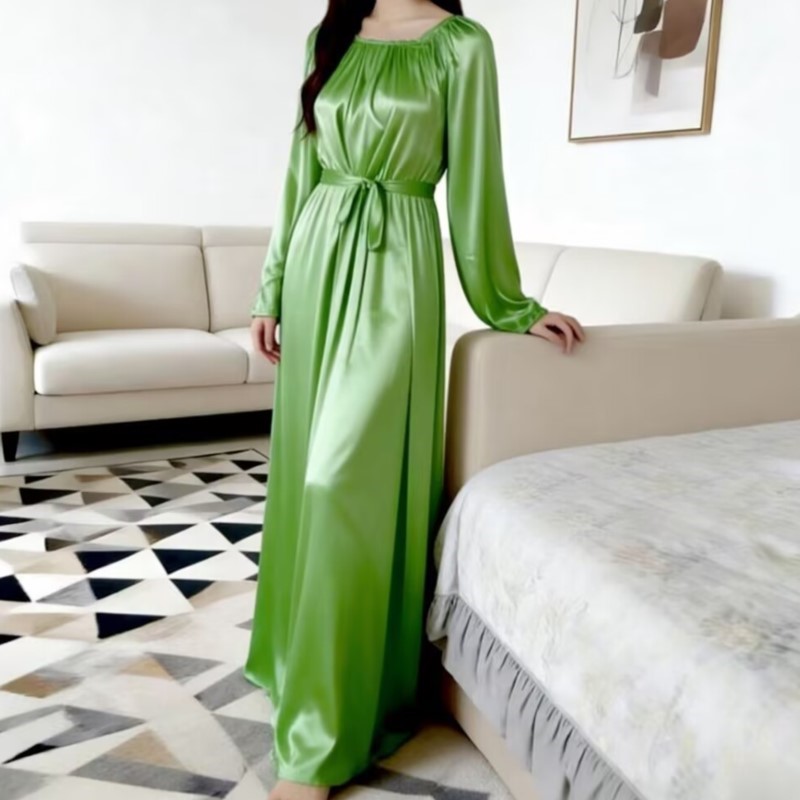 Glossy Ice Silk Night Robe Wit - Robe Silk Women recension och pris