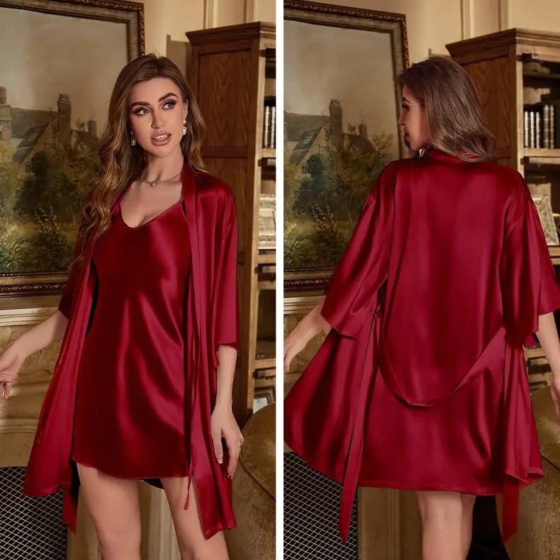 2PC Robe Suit Women Rayon Bath - Robe Silk Women recension och pris